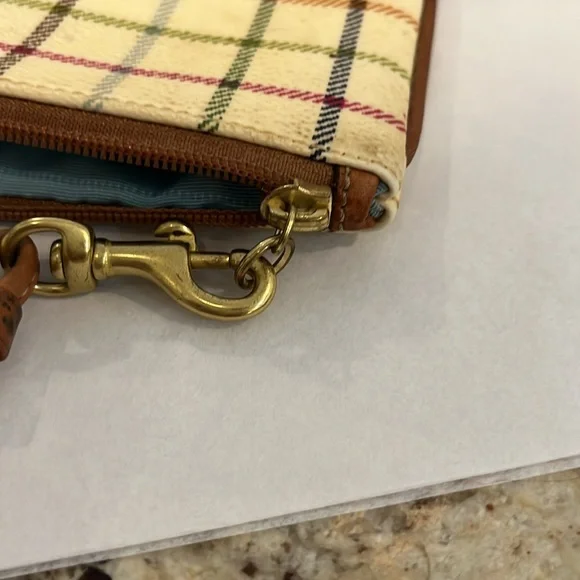 Coach Plaid Wristlet in Cream and Blue - Picture 11 of 12